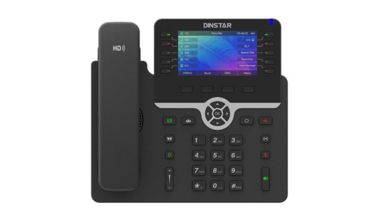 Телефон VoiceIP Dinstar C66GP 10/100/1000, 4,3' 6 SIP аккаунтов, ЖК дисплей 480x272,  поддерживает до 6-ти панелей расширения, РОЕ