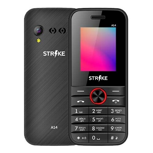 Телефон Strike A14, 2 SIM, черный/красный