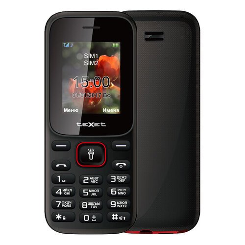 Телефон teXet TM-128, черный/красный